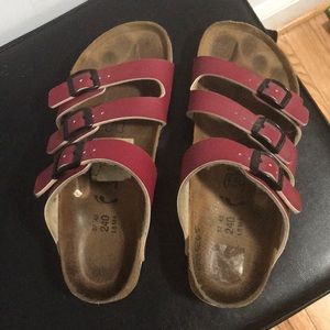 Gently worn red Birkenstocks (8)